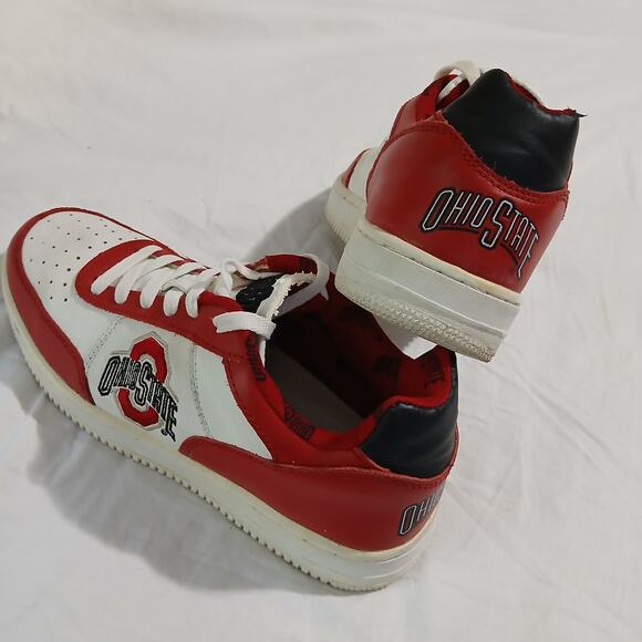 The Ohio State Men's 9 White Leather Red Contrast Low Ankle Sneaker AMAZING Sole - Picture 12 of 16